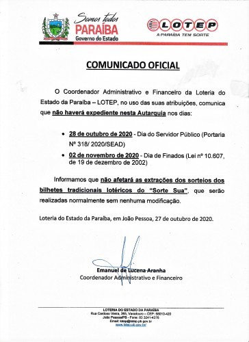 COMUNICADO OFICIAL