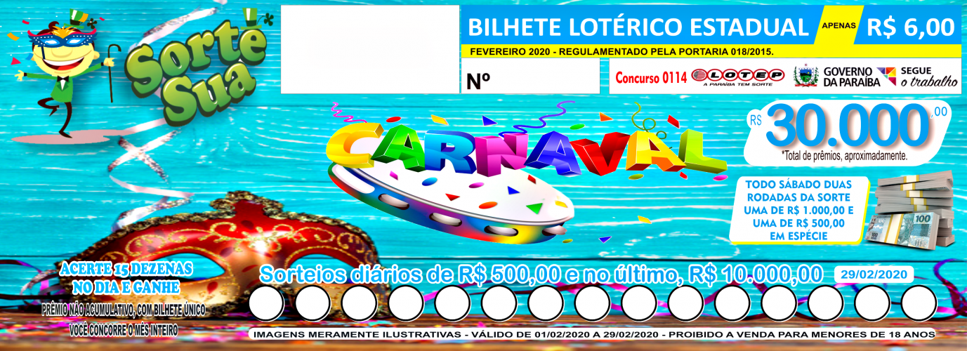 Bilhete Sorte Sua de Fevereiro 2020 já está sendo vendido nos pontos credenciados